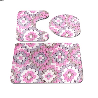 Coral Fleece 3Piece Bathroom Mat Set AntiSlip Toilet Rug Com