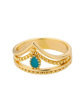 New European Crown Green Ring Doublelayer Hollow Ring with L