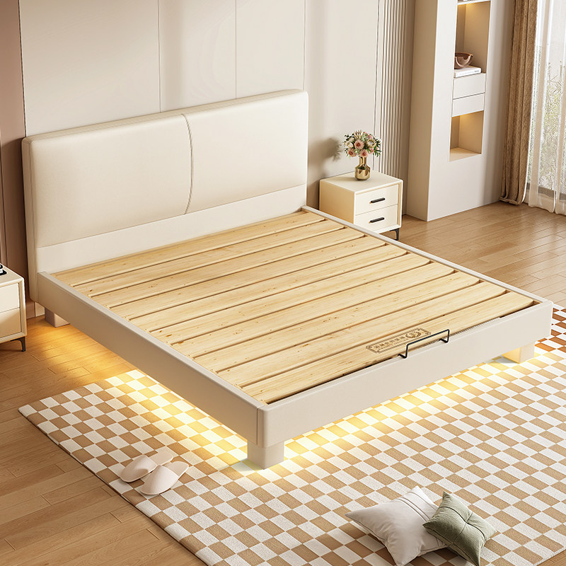 纯实木薄床头悬浮床互不干扰静音加厚1.8米榻榻米排骨架支持定制