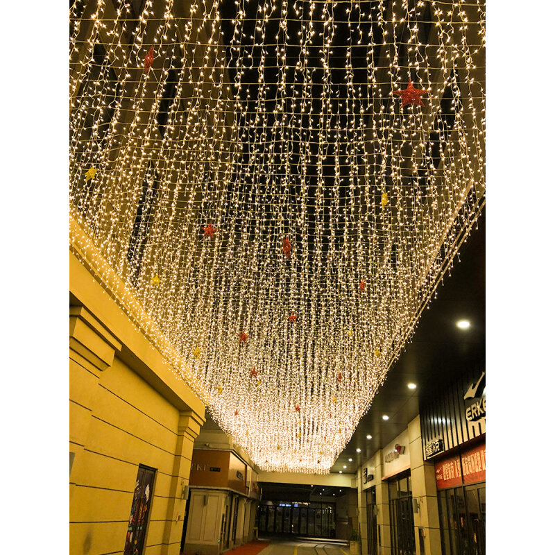 太阳能led彩灯串灯闪灯冰条灯满天星灯网红田园风户外装饰瀑布灯