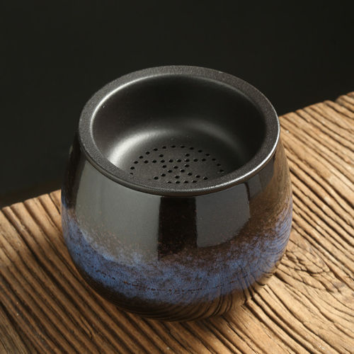 茶渣缸陶瓷家用桌面茶洗建水茶海废水缸水盂带过滤烟灰缸茶具配件