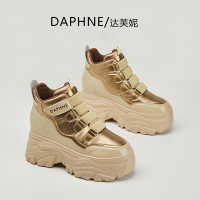 Daphne达芙妮 小个子网红穿搭~内增高女鞋子秋季魔术贴厚底老爹鞋