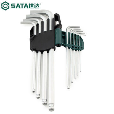 世达(SATA)工具9件铬钒钢特长球头内六角扳手组套09101A