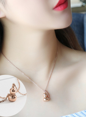 英国chrry koop钛钢不掉色玫瑰金葫芦流苏项链女吊坠防过敏简约