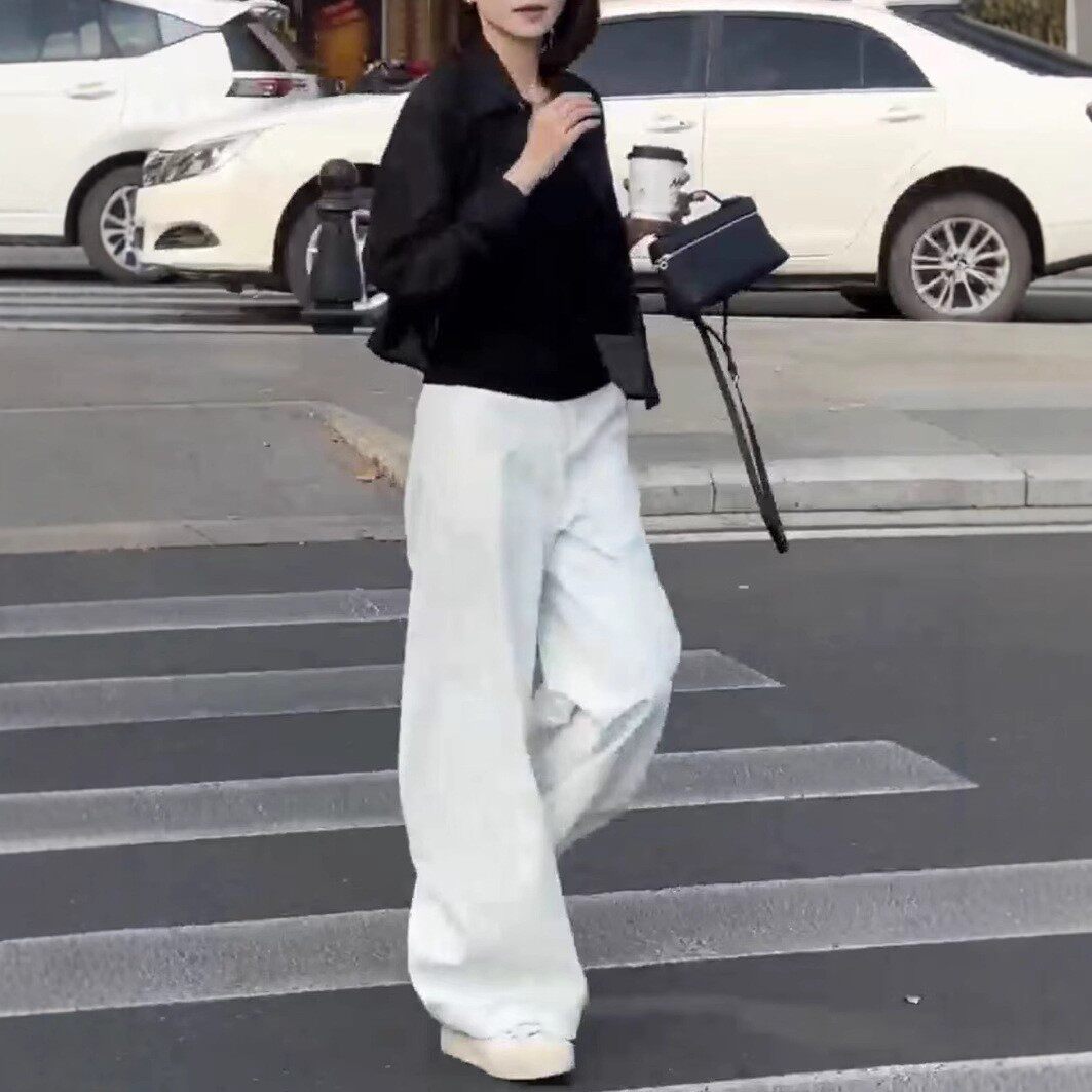 英国chrry koop春季新款时尚翻领长袖短外套休闲宽松长裤女