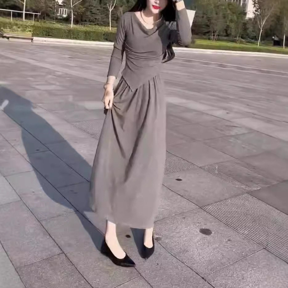 英国chrry koop秋季新款时尚套装简约长袖上衣高腰半身裙女