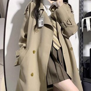 英国cherrykoko小个子风衣女秋冬韩系高级感黑色英伦风中长短款