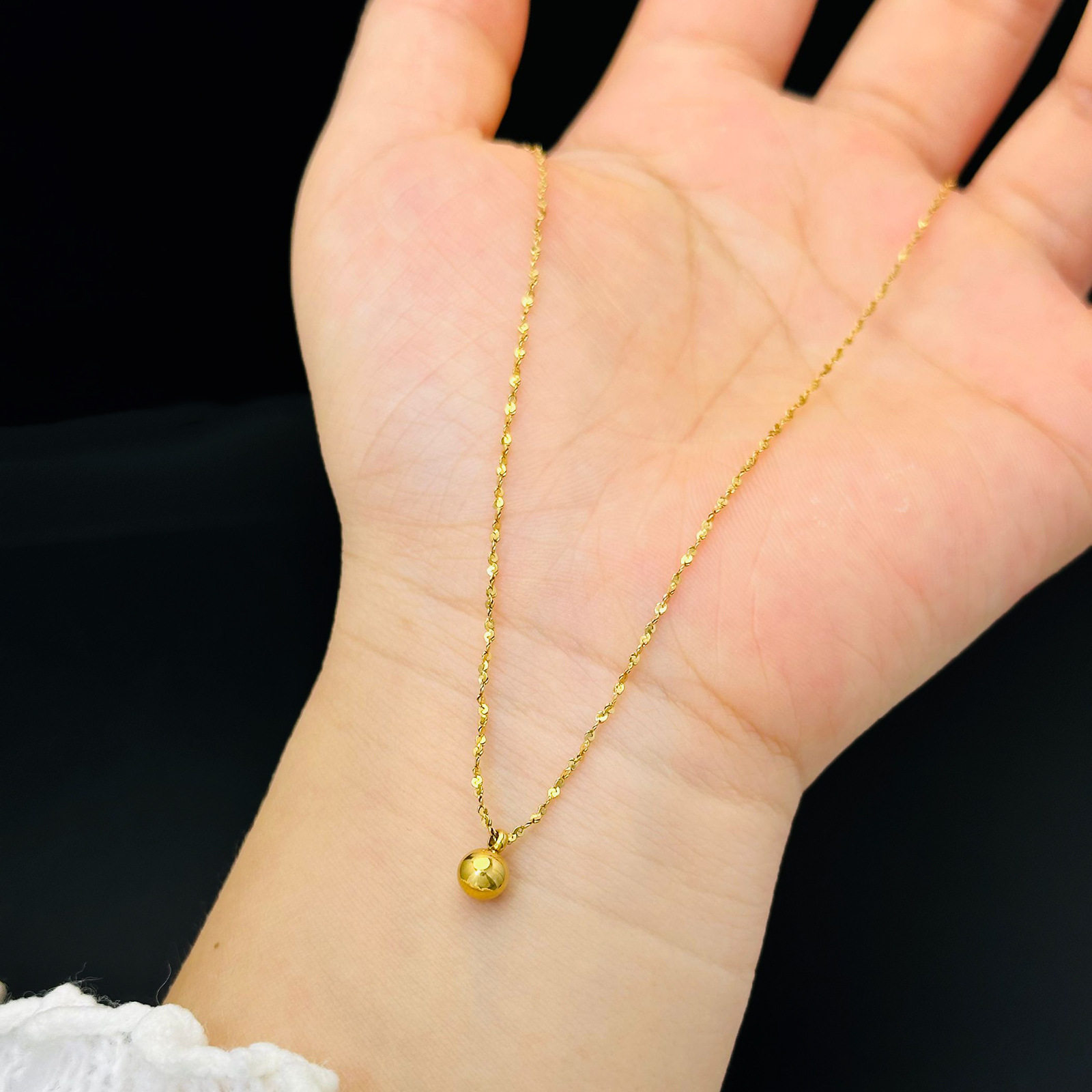 英国chrry koop迷你小金豆百搭细链满天星钛钢女18金色项链简约