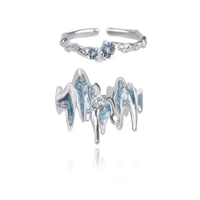 英国chrry koop原创设计925银冰川戒指小众男女时尚开口指环情侣