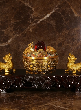 玄关聚宝盆装饰摆件家居客厅电视柜摆设新中式工艺品送礼佳品