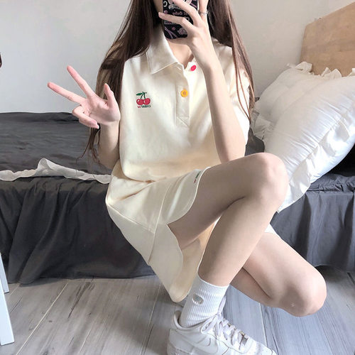 夏季学院风宽松Polo运动套装女