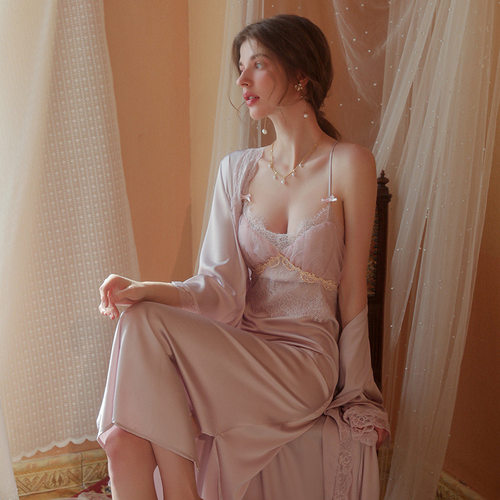 2024新款冰丝纯欲长款吊带睡裙