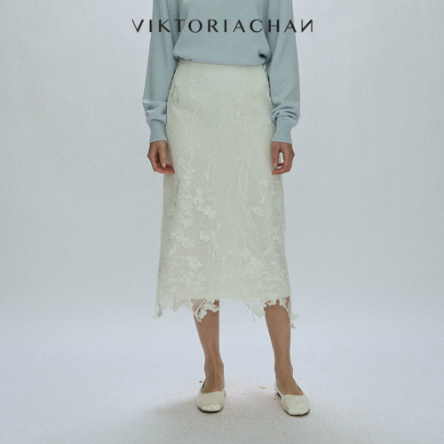 VIKTORIACHAN蕾丝提花双层半身裙