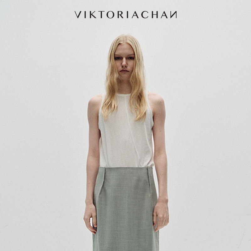 不规则流动线条无袖纯棉背心