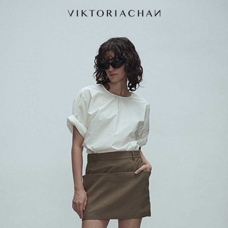 VIKTORIACHAN春夏新品春夏成衣系列 立体卷边袖口休闲宽松短袖