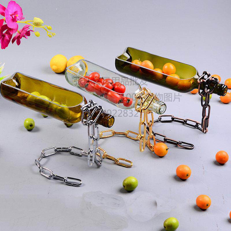 悬浮瓶餐具红酒瓶多肉花盆景观悬浮盆栽摆件铁链装饰品创意鱼缸