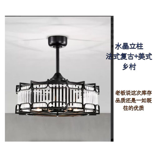 外贸复古吊灯带风扇遥控设计师款吊灯客厅大餐厅吊灯70-90CM