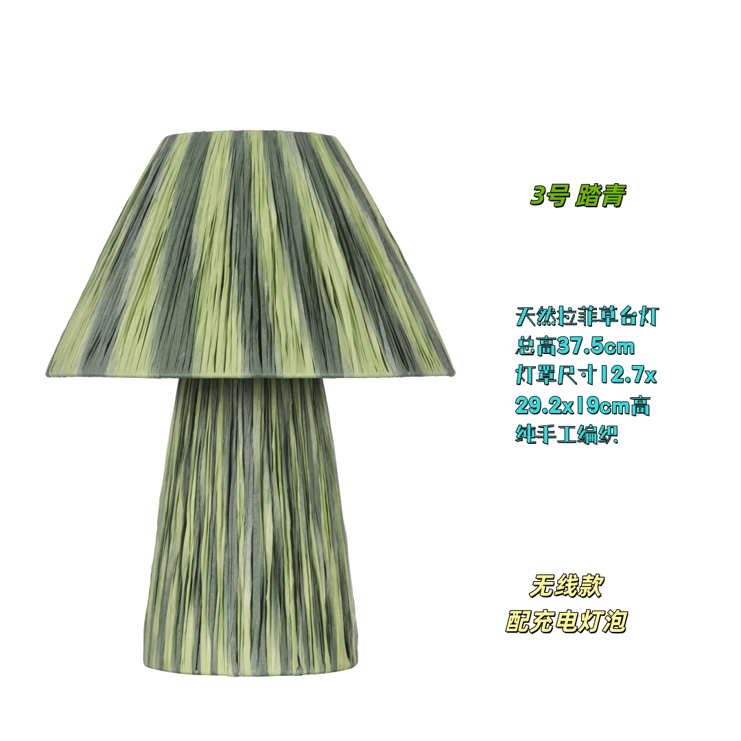 2月14上新外贸出口设计款台灯摩洛哥系列拉菲草台灯书桌灯