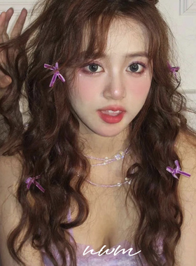 jennie同款绒面蝴蝶结小发夹可爱迷你儿童发卡侧边夹发饰头饰女