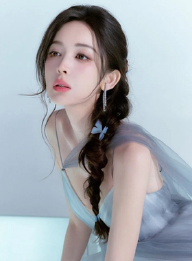 中国风花仙子发夹ins超仙紫色花朵女侧边蝴蝶结夹子发卡头饰发饰