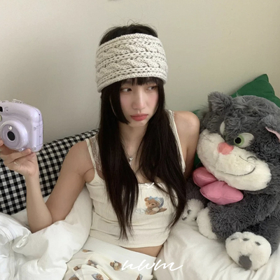 韩系宽边针织钩花毛线发带头饰女