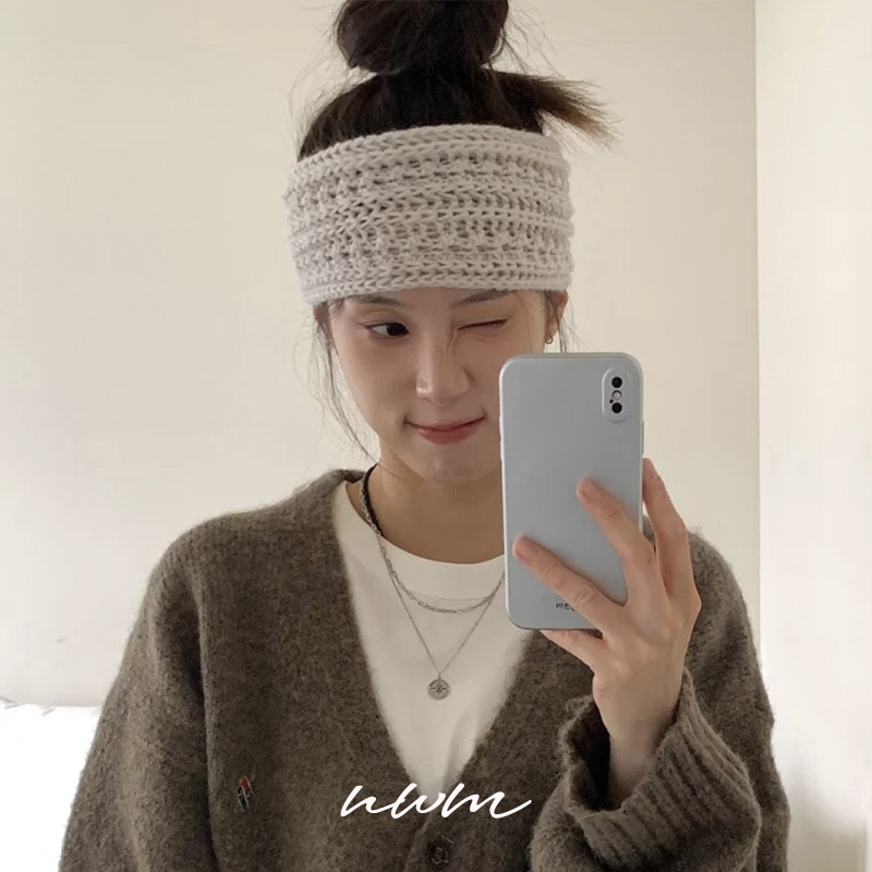 韩版宽边针织毛线发带2025秋冬钩花编织麻花百搭头带头饰发饰女款