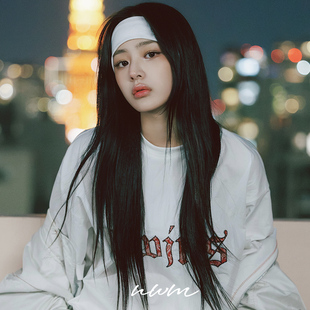newjeans同款白色运动发带简约时尚美式健身束发带百搭针织头带女