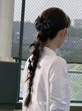 王玉雯同款黑色蝴蝶结发夹简约百搭发卡单马尾甜美少女发饰头饰