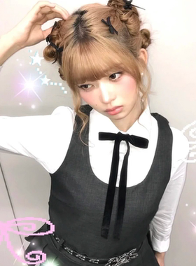 元气黑色蝴蝶结发夹编发夹女前额双层侧边夹子刘海碎编发发夹发卡