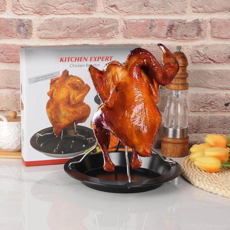不锈钢烤鸡盘户外可拆卸火鸡架烧烤工具烤肉支架chickenroaster