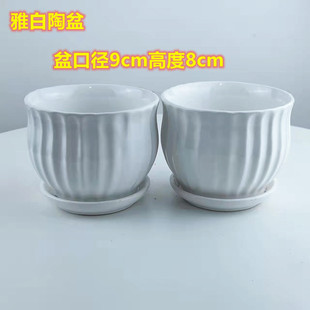 花盆陶瓷白色简约特价清仓中号个性家用绿萝吊兰多肉仙人球小盆栽