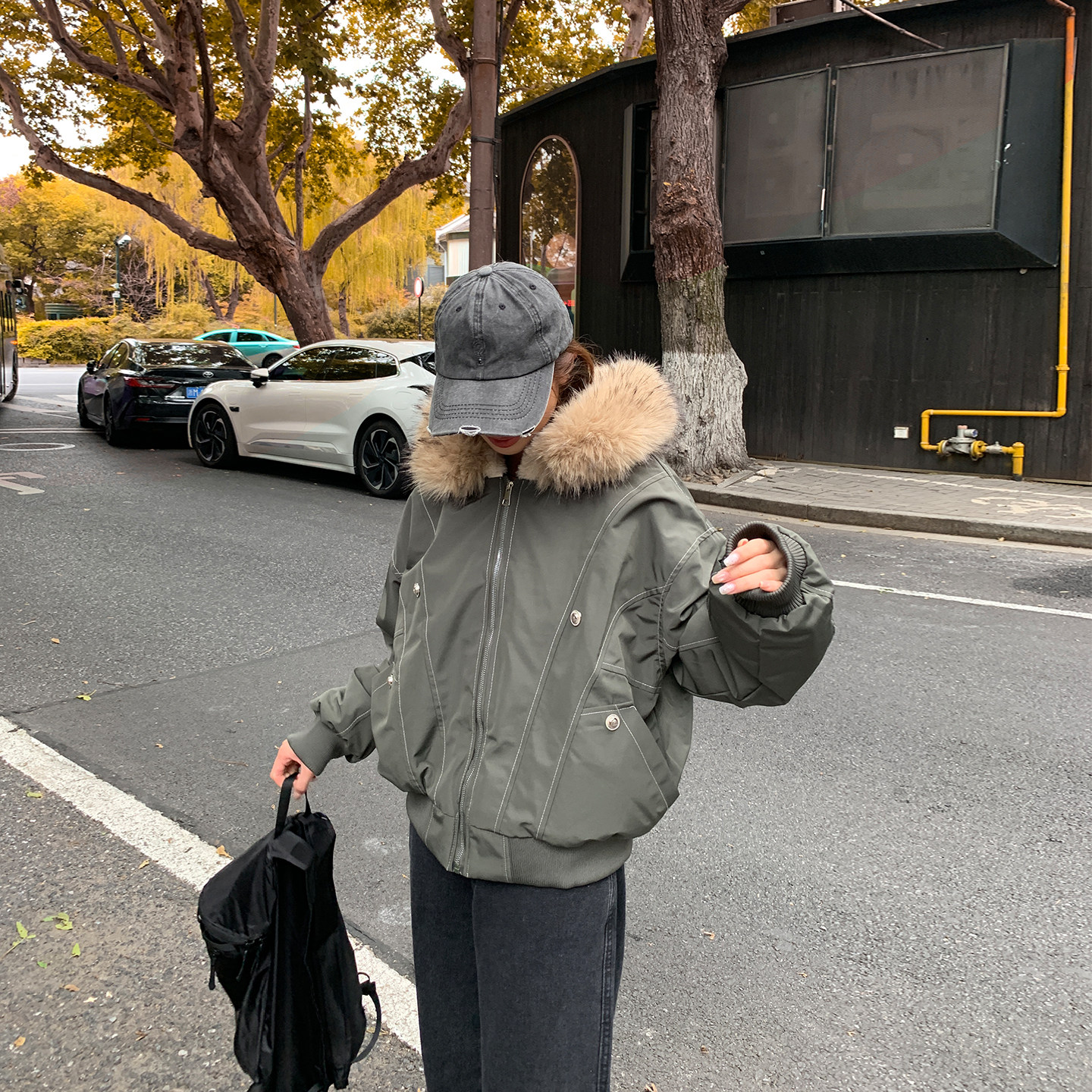 2025年爆款复古座山雕毛领棉服女冬季派克服宽松加厚短款工装外套,女装/女士精品,棉衣/棉服,淘宝优惠券,粉丝福利购,淘宝优惠卷