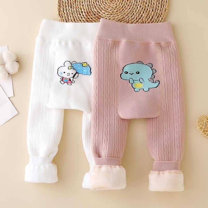 婴儿加绒打底裤秋冬新款宝宝加厚连裤袜保暖裤外穿一体绒儿童裤