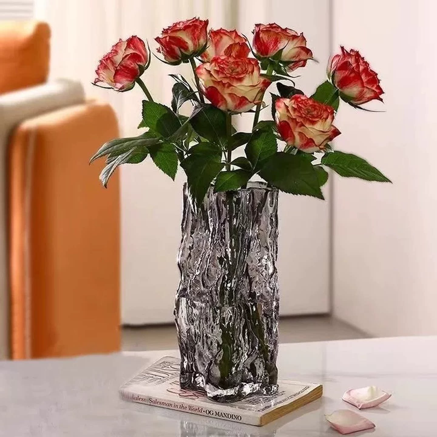 水晶玻璃花瓶轻奢高级感水养鲜花百合玫瑰桌面客厅插花装饰摆件
