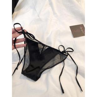 法式纯欲系带内裤女蕾丝两侧可解细带2024新款秋冬季绑带镂空