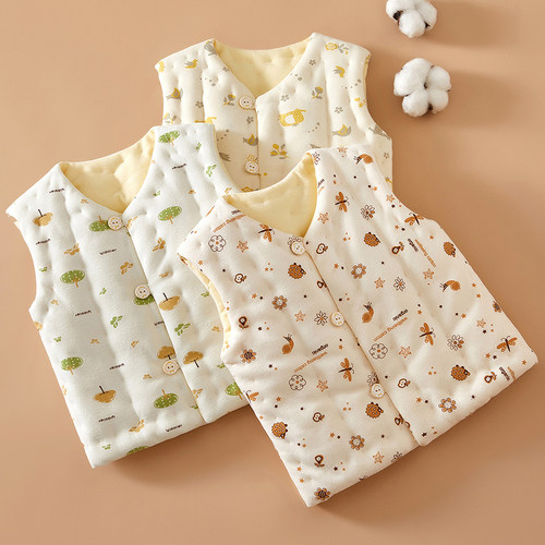 儿童冬季手工纯棉花加厚保暖马甲