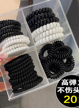 无痕电话线发圈女小号磨砂细款扎头发头绳发绳加粗黑色皮筋卷发圈