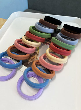 冰丝无痕皮筋女扎头韩国高弹力无缝黑色丸子头绳高马尾发绳粗发圈