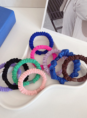 2025年新款蓝色小肠圈简约头绳皮套褶皱荧光发圈扎马尾发绳女气质