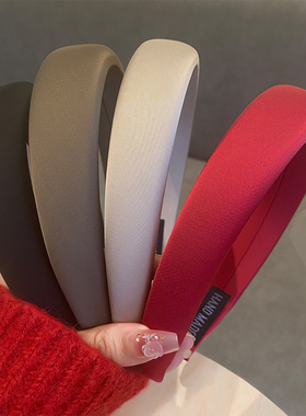 新年红色发箍女过年洗脸压发海绵头箍秋冬高颅顶发卡圣诞发捆宽边