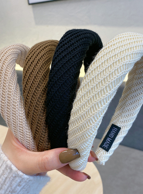 针织毛线头箍宽边适合圆脸的高头颅发箍女款百搭外出发卡头饰时尚