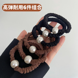 简约高弹耐用好用不伤发缎面仿珍珠小肠发圈马尾扎头发头绳皮套女