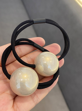 韩国复古ins高亮珠发绳头绳皮筋女扎头发饰低丸子头发饰后脑勺