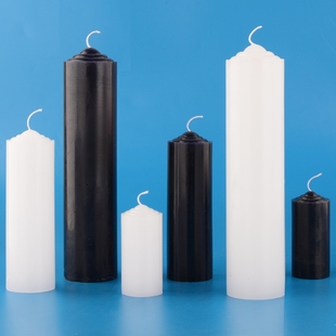 普通无味照明节日仪式 柱形纯黑色白蜡烛大型短小号桌面摆件腊 粗款