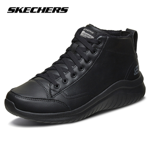 Skechers斯凯奇秋冬新款男鞋高帮保暖雪地靴子加绒中帮短靴666119