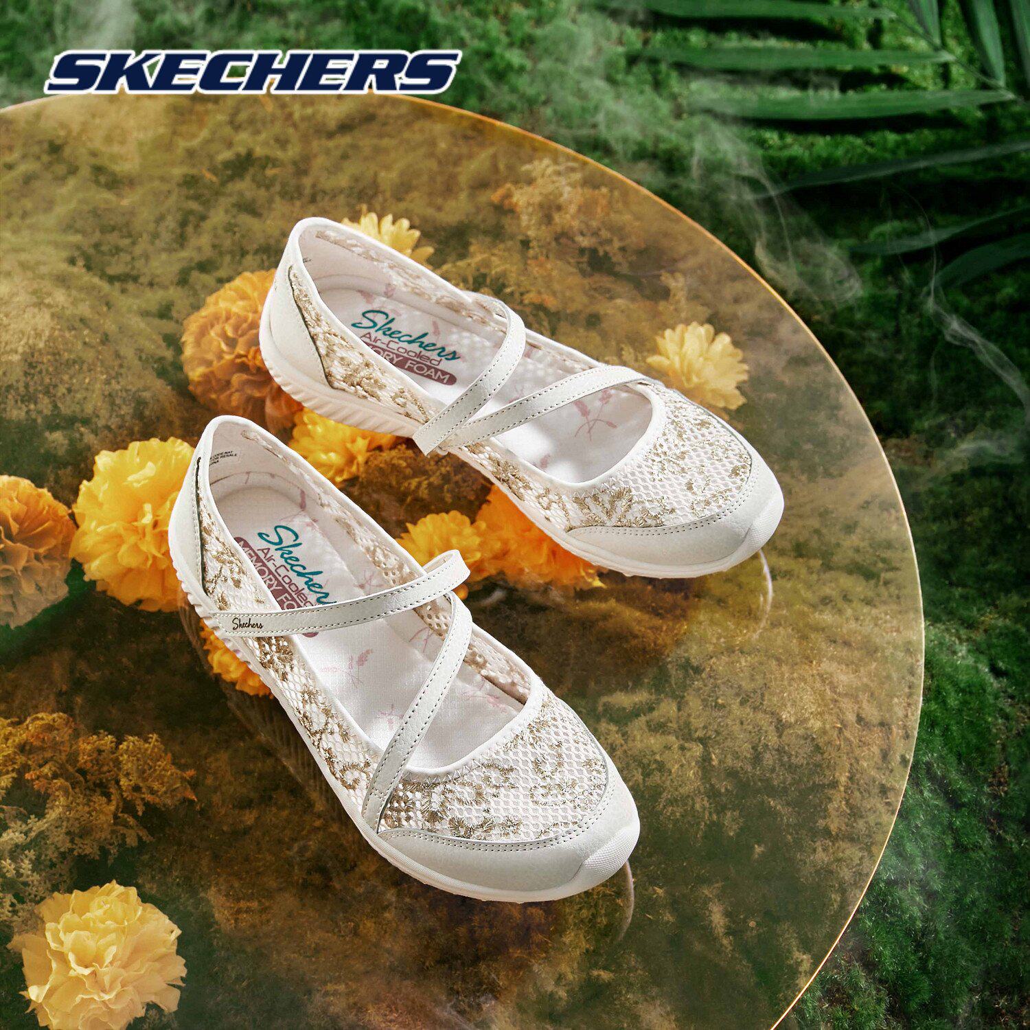 skechers斯凯奇女鞋玛丽珍软底秋冬季款一脚蹬蕾丝浅口单鞋100022