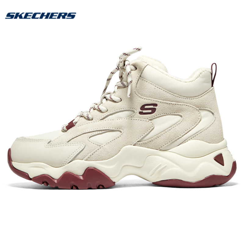 Skechers斯凯奇女鞋赵露思同款秋冬季款老爹鞋加绒厚底高帮熊猫鞋使用感如何?