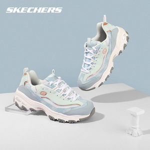 Skechers斯凯奇女鞋秋冬季款牛仔扎染老爹鞋复古休闲熊猫鞋149251