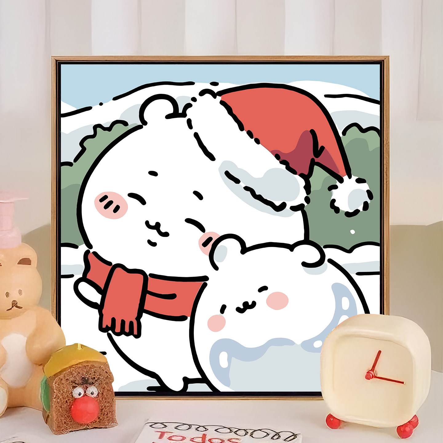 Chiikawa圣诞节数字油画diy填充填色手工绘可爱丙烯油彩装饰挂画,家居饰品,DIY/数字油画,淘宝优惠券,粉丝福利购,淘宝优惠卷