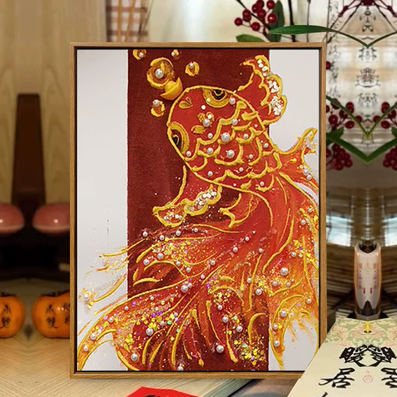 diy手工石英砂肌理画装饰画